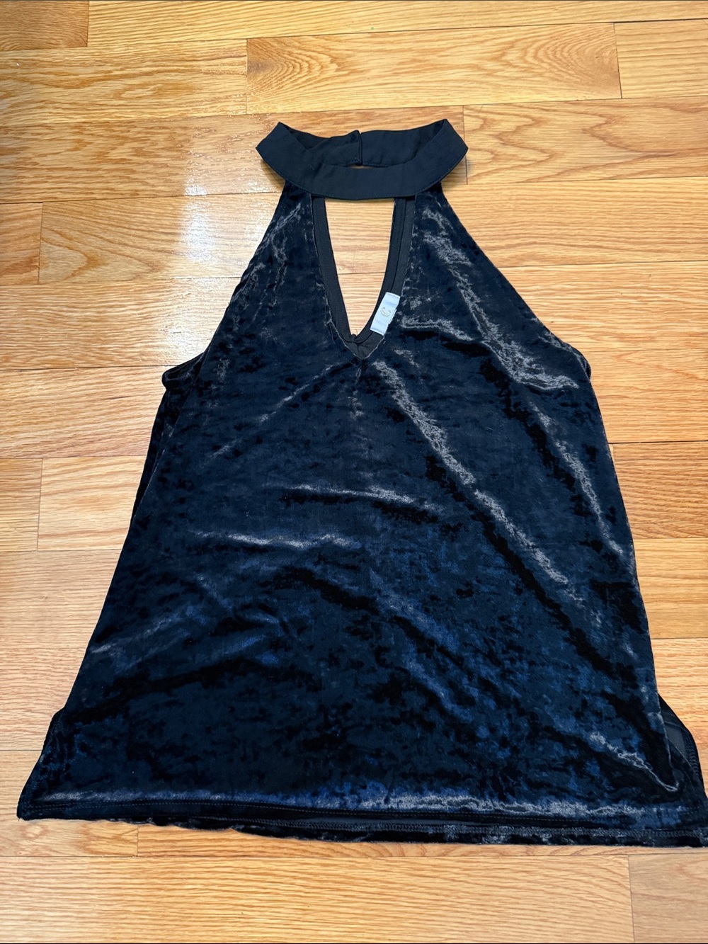 Charming Charlie’s Y2K tank top crushed velvet whimsigoth going out top black sm